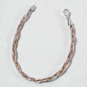 Vintage Sterling Silver Italy Braided Chain Bracelet Two Tone 7" 5.8g